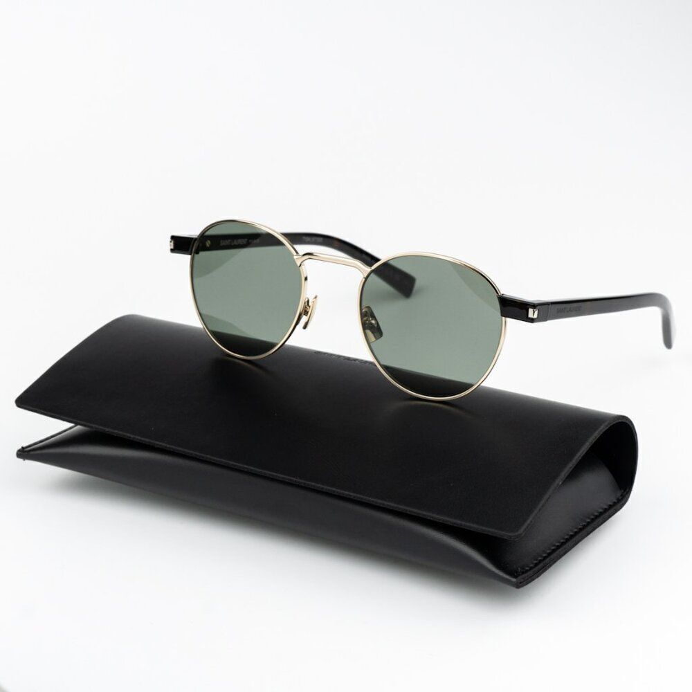 SALE! NEW Saint Laurent SL707 002 Gold Havana Green Oval Unisex Sunglasses